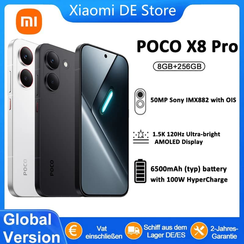 Global Version Poco X8 Pro 8Gb 256Gb Mobile Phones 1.5K 120Hz Ultra Bright Amoled Display 50Mp High Resolution Cellphones