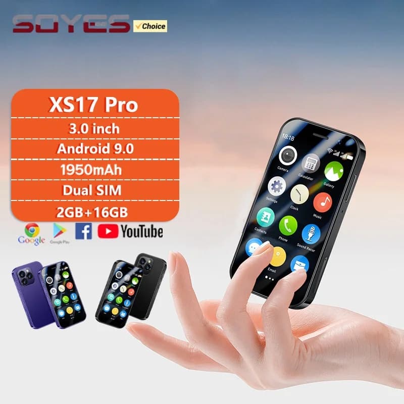 SOYES XS17 Pro 3G Smartphone 3.0inch MTK Quad Core 2GB RAM 16GB ROM Dual SIM 5MP 1950mAh Android Mini Cellphone Face Recognition