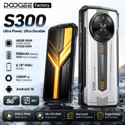 DOOGEE S300 5G Rugged Phone 6.78" FHD+ Dimensity Mediatek D7300 Mobile Phones 48GB+512GB 9000mAh 108MP Smartphone Android 16 NFC