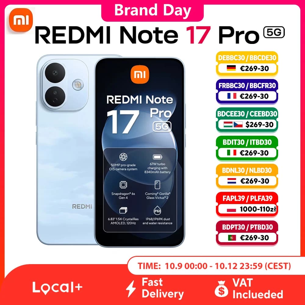 Xiaomi Redmi Note 17 Pro 5g 6.83'' 120Hz Amoled Display 8340Mah Battery Snapdragon 6S Gen 4 67W Hypercharge 50Mp Ois Camera Ip68 Waterproof Smartphone Dual Sim