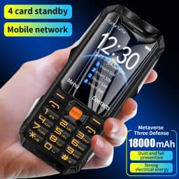 YEEMI Q9 GSM 2G Mobile Phone 4 SIM Cards Rugged Bar Cellphone 3.5Inch HD Display Big Battery Loud Voice Large Button Dual Torch