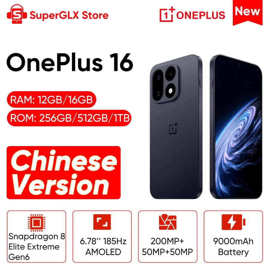 Chinese Version OnePlus 16 6.78"185Hz AMOLED 5G Smartphone Snapdragon 8 Elite Extreme Gen6 9000mAh Battery 100W SUPERVOOC NFC