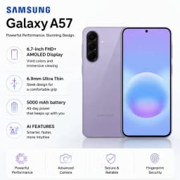 Samsung Galaxy A57 5G 8GB RAM 256GB Storage Global Version 6.7" Super AMOLED 120Hz Exynos 1680 50MP NFC 5000mAh Battery Fast Charging Smartphone with AI
