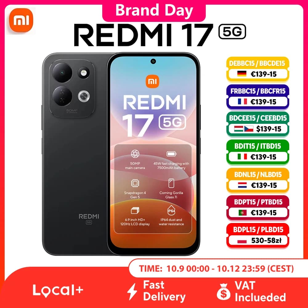 Redmi 17 5g Global Version Mobile Phone Nfc 50Mp Ai Dual Camera System 7500Mah Battery Snapdragon 4 Gen 5 Dual Sim Amoled Fast Charge