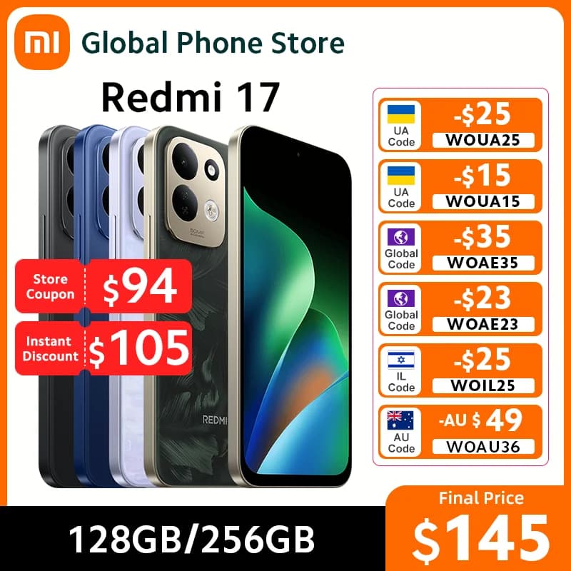 Global Version Xiaomi Redmi 17 Smartphone 45W Turbo Charging 7500mAh 120Hz 6.9" Display 50MP Camera MTK Helio G91-Ultra CPU