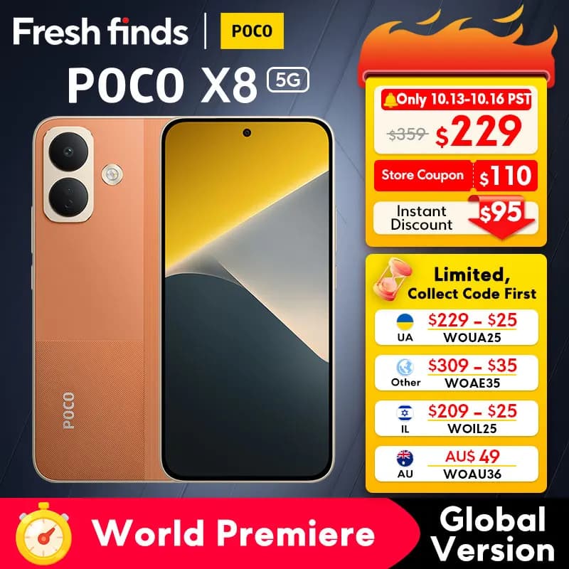 【World Premiere】Global Version POCO X8 5G Smartphone NFC 8340mAh battery 67W HyperCharge 50MP Camera Snapdragon 6s Gen 4
