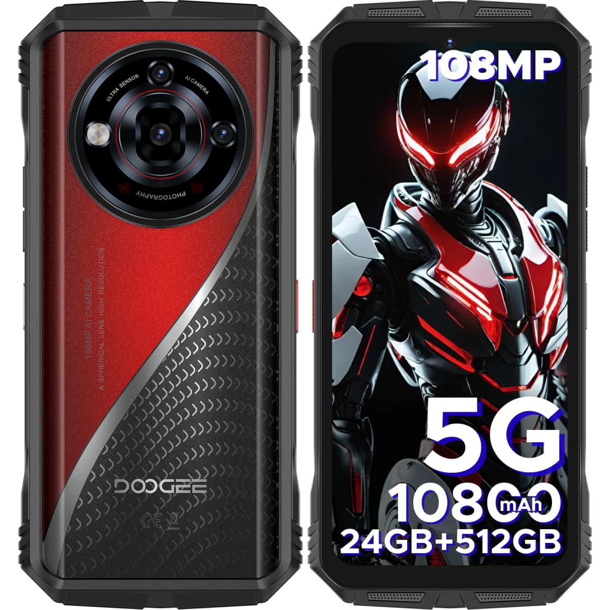 DOOGEE S118 Pro 5G Rugged Phone Dimensity 7050 10800mAh Battery 6.6'' FHD 120Hz 8GB 512GB 108MP AI Main Camera NFC Cell Phone