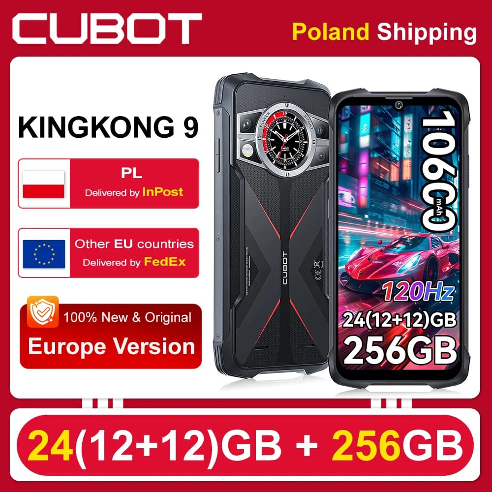 [Shipping From Poland] Cubot KingKong 9 24GB(12+12)+256GB Rugged Smartphone 10600mAh(33W) 6.58"FHD+, 100MP+24MP Night Vision, Shockproof/Waterproof