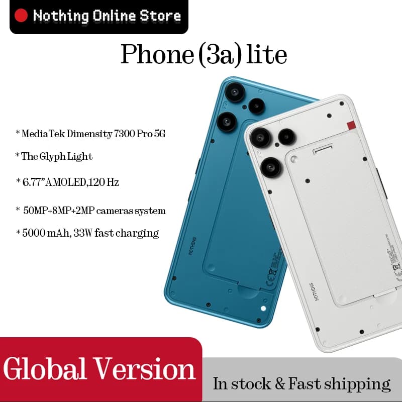 Nothing Phone (3a) lite MediaTek Dimensity 7300 Pro 5G 6.77 AMOLED 120 Hz 5000mAh 50MP Camare