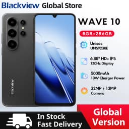 Blackview WAVE 10 Smartphone 6.88 HD+ 120Hz IPS Display Octa-Core 8GB 256GB 32Mp Camera 5000mAh 3 Card Slot Android 16 Cellphone