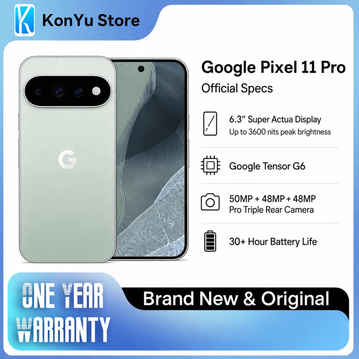 Brand New Google Pixel 11 Pro 50MP+48MP Camera 3600 Nits Screen Tensor G6 Unlocked