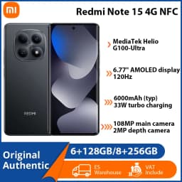Original Xiaomi Redmi Note 15 4G NFC Cellphone 6000mAh Battery 6.77" AMOLED Display 108MP Main Camera MediaTek Helio G100-Ultra Processor Phone