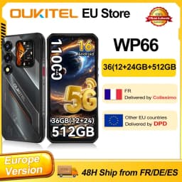 Oukitel WP66 Ultra-slim Rugged Smartphone, 36GB(12+24) RAM+512GB ROM, Dual Screen with Auxiliary Secondary Display, Dimensity 7000 5G Chipset, 6.6" FHD+ 120Hz Screen, 11000mAh Big Battery, 100MP Main Camera, 33W Fast Charging
