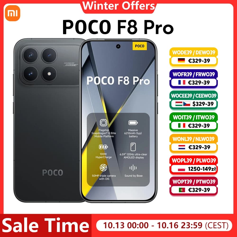Poco F8 Pro 5g Smartphone Snapdragon ® 8 Elite 6.59'' Inch 120Hz Hyperrgb Amoled Display 6210Mah 100W Charging 50Mp Nfc