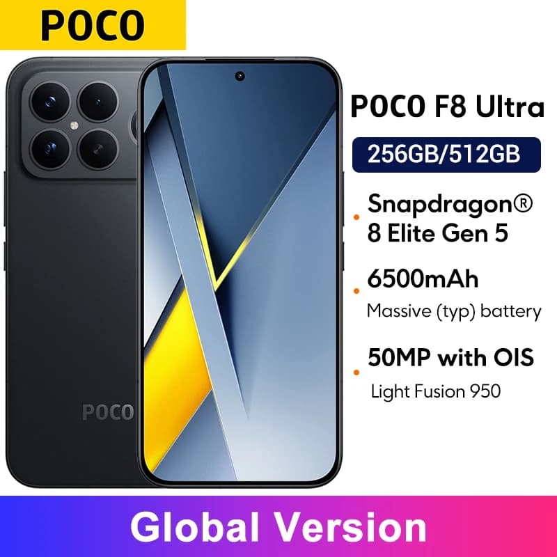 POCO F8 Ultra Global Version Snapdragon 8 Elite Gen 5 NFC 50MP camera 6.9" 120Hz display 6500mAh battery Smartphone