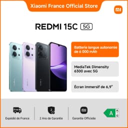 Xiaomi France | REDMI 15C 5G, 6 000 mAh long battery life, immersive screen 6,9", MediaTek Dimensity 6300 with 5G
