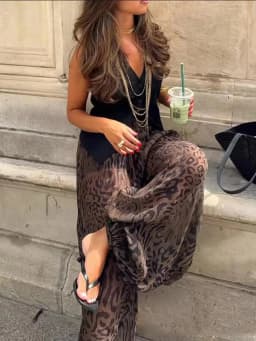 Casual Chic Lantern Pants Women Pant Vintage Animal Printed Translucent Pants Fashion 2026 Spring Streetwear Trousers