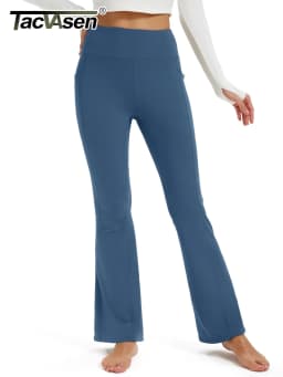 TACVASEN Fleece Lined Water Resistant Leggings Slim Flare Pants Womens High Waist Winter Warm Casual Yoga Pants with Pockets