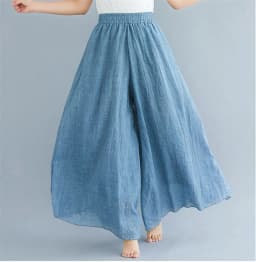 Baggy Cotton Linen Culotte Pants Women Casual Wide Leg Pantalones Summer Candy Color Sweatpants Ankle-length Straight Trousers