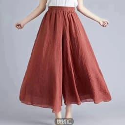 Baggy Cotton Linen Culotte Pants Women Casual Wide Leg Pantalones Summer Candy Color Sweatpants Ankle-length Straight Trousers