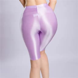 Sexy Women Oil Glossy Shiny High Waist Shorts Sheer See Through Candy Color Elastic Casual Yoga Shorts Shaping Tight Plus Size