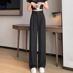 Hot Sale Lady Korean High Waist Suit Pants Female Comfortable Daily Straight Leg Trousers Women Classic Fashion Solid Pants