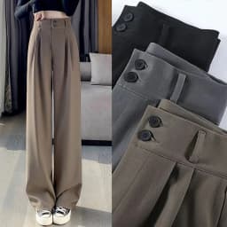 Hot Sale Lady Korean High Waist Suit Pants Female Comfortable Daily Straight Leg Trousers Women Classic Fashion Solid Pants