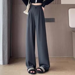 Hot Sale Lady Korean High Waist Suit Pants Female Comfortable Daily Straight Leg Trousers Women Classic Fashion Solid Pants