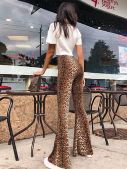 high waist leopard print flare leggings 2025 autumn winter women fashion sexy bodycon trousers club pants
