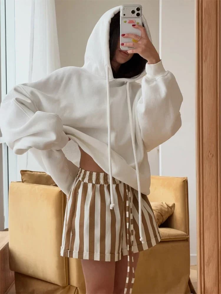 Casual Striped Balloon Pants Women Linen Elastic Waist Wide Leg Loose Fit Long Trousers 2026 Summer Lady Daily Street Wears New