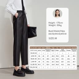 AMII Minimalist Leather Pants 2025 Winter Streetwear Straight Black Pants Pocket Casual Ankle-Length Woman Trousers 12523102