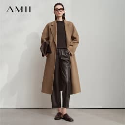 AMII Minimalist Leather Pants 2025 Winter Streetwear Straight Black Pants Pocket Casual Ankle-Length Woman Trousers 12523102