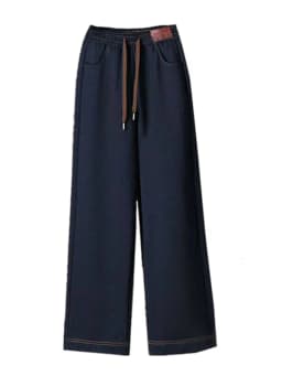 High Waist Thickened Casual Wide Leg Pants Women's Fashion Spring Autumn Denim Style Elastic Slimming Trousers Versatile