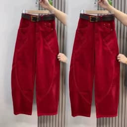 Large Size 4XL Autum Winter Trousers Women Fashion Corduroy Straight Leg Pants Retro Ladies High-end Loose Wide-leg Pantalons