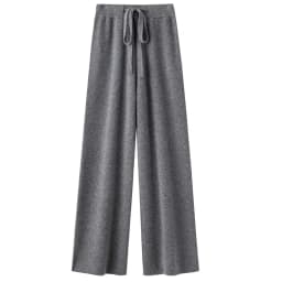 High Waist Wool Knitted Wide Leg Pants Women's Outerwear Autumn Winter Thickened Floor-Length Straight Cut Casual Trousers
