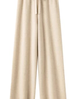 High Waist Wool Knitted Wide Leg Pants Women's Outerwear Autumn Winter Thickened Floor-Length Straight Cut Casual Trousers