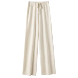 High Waist Wool Knitted Wide Leg Pants Women's Outerwear Autumn Winter Thickened Floor-Length Straight Cut Casual Trousers