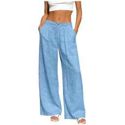 Women's Linen Pants Women Summer Office Lady Elegant Comfort Linen Wide Leg Trousers Suit Wear Palazzo Pants For Women штаны