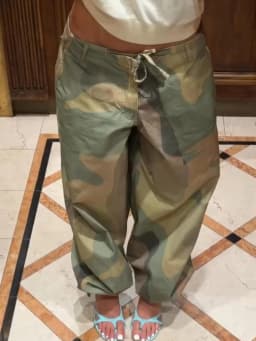 Women Camouflage Cargo Long Pants High Waist Wide Leg Drawstring Hem Baggy Trousers 2026 Autumn Casual Chic Vintage Streetwear