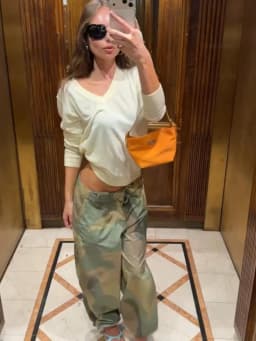 Women Camouflage Cargo Long Pants High Waist Wide Leg Drawstring Hem Baggy Trousers 2026 Autumn Casual Chic Vintage Streetwear
