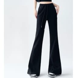 Streetwear Women Drawstring Flare Pants Casual Matching Sportswear New In Lady Leggings & Wide Leg Pants Boot Cut Long Trousers