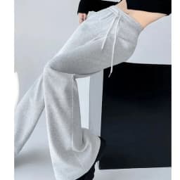 Streetwear Women Drawstring Flare Pants Casual Matching Sportswear New In Lady Leggings & Wide Leg Pants Boot Cut Long Trousers