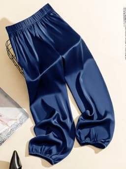 Summer Cool Ice Acetate Silk Bloomers Pants for Women & Men Loose Satin Knickerbockers Green Satin Pants for 150-169cm Tall