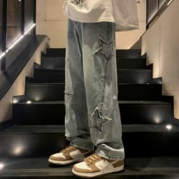 Y2K Vintage Women Jeans Streetwear Oversize Star Aesthetic Straight Trousers Wide Leg Grunge Denim Pant Men Clothes Korean Pants