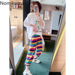 Streetwear Women Pants Fashion Striped Y2k Harem Pants High Waist Casual Pantalon Femme 2025 New Bottoms Korean Trousers 27v158