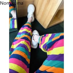 Streetwear Women Pants Fashion Striped Y2k Harem Pants High Waist Casual Pantalon Femme 2025 New Bottoms Korean Trousers 27v158