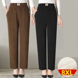 Women Trousers New Elastic High Waisted Corduroy Pants Loose Autumn Casual Pants Female Winter Fleece Warm Straight Pants 7XL8XL
