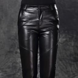 Women's Mid Waist Faux Leather Trousers Matte PU Casual Office Soft Straight Leg PVC Pants Slim Warm Pants Women Winter 2024