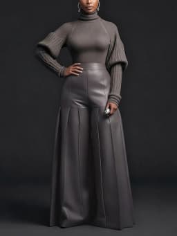 UOOZEE Women's Faux Leather Pleated Wide Leg Pants Solid Color High Waist Oversized Trousers Club Party Night Out Bottoms 2026