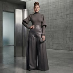UOOZEE Women's Faux Leather Pleated Wide Leg Pants Solid Color High Waist Oversized Trousers Club Party Night Out Bottoms 2026